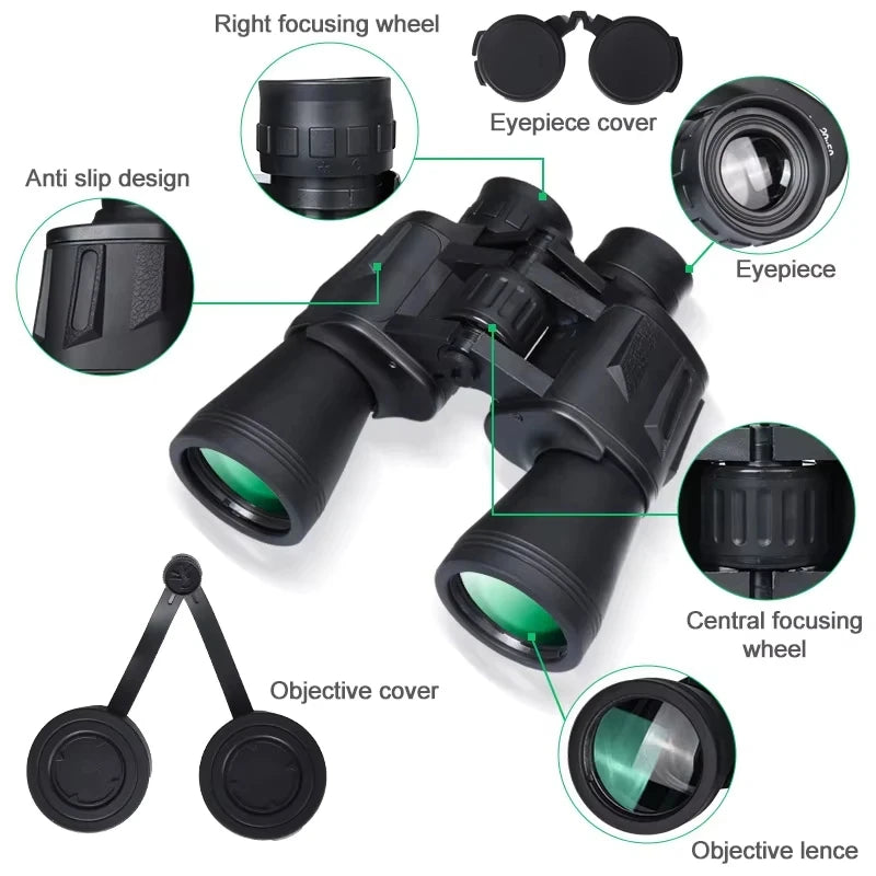 20X50 Binoculars for Adults High Powered Professional FMC Lens Central Focus Bird Watching Optics