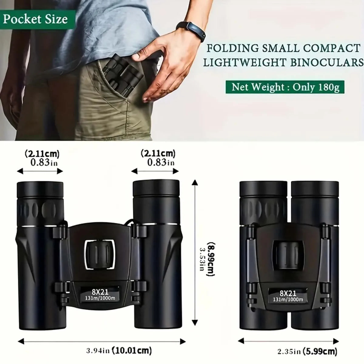 8*21 High Power Binoculars Portable  Bird Watching Hiking  Moon Viewing for Outdoor Hunting Concerts  for Travel Christmas Gift