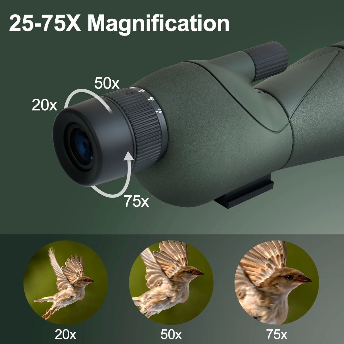 25-75x60 Binoculars Powerful Zoom Monoculars Waterproof With Tripod Birdwatching Outdoor Travel Camping Use
