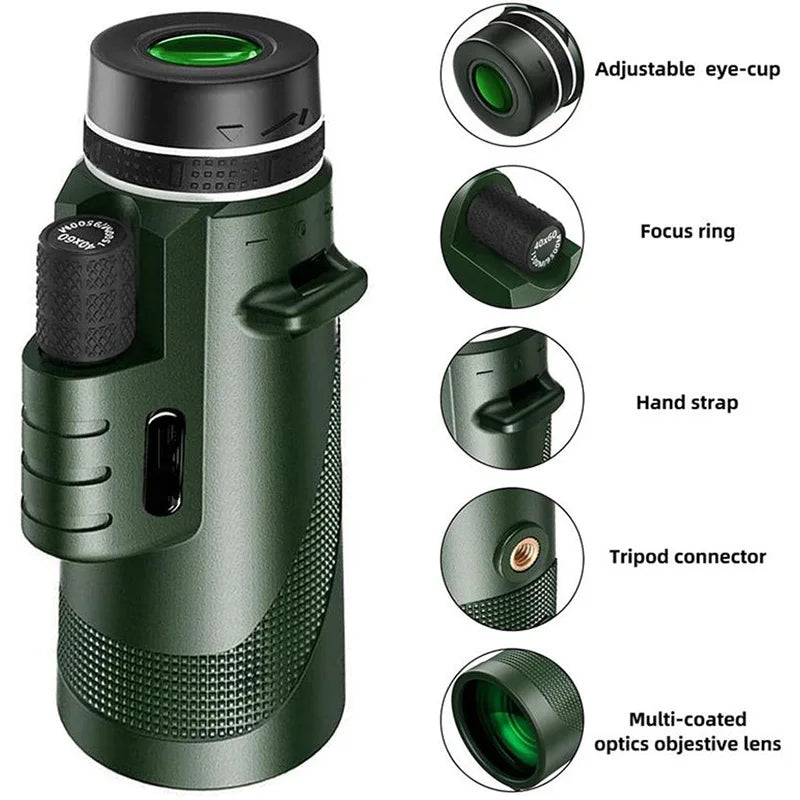 Monocular Telescope 80x100 HD High Power 5000M Long Range Zoom Tool for Hunting Outdoor Camping Hiking Travel Binoculars