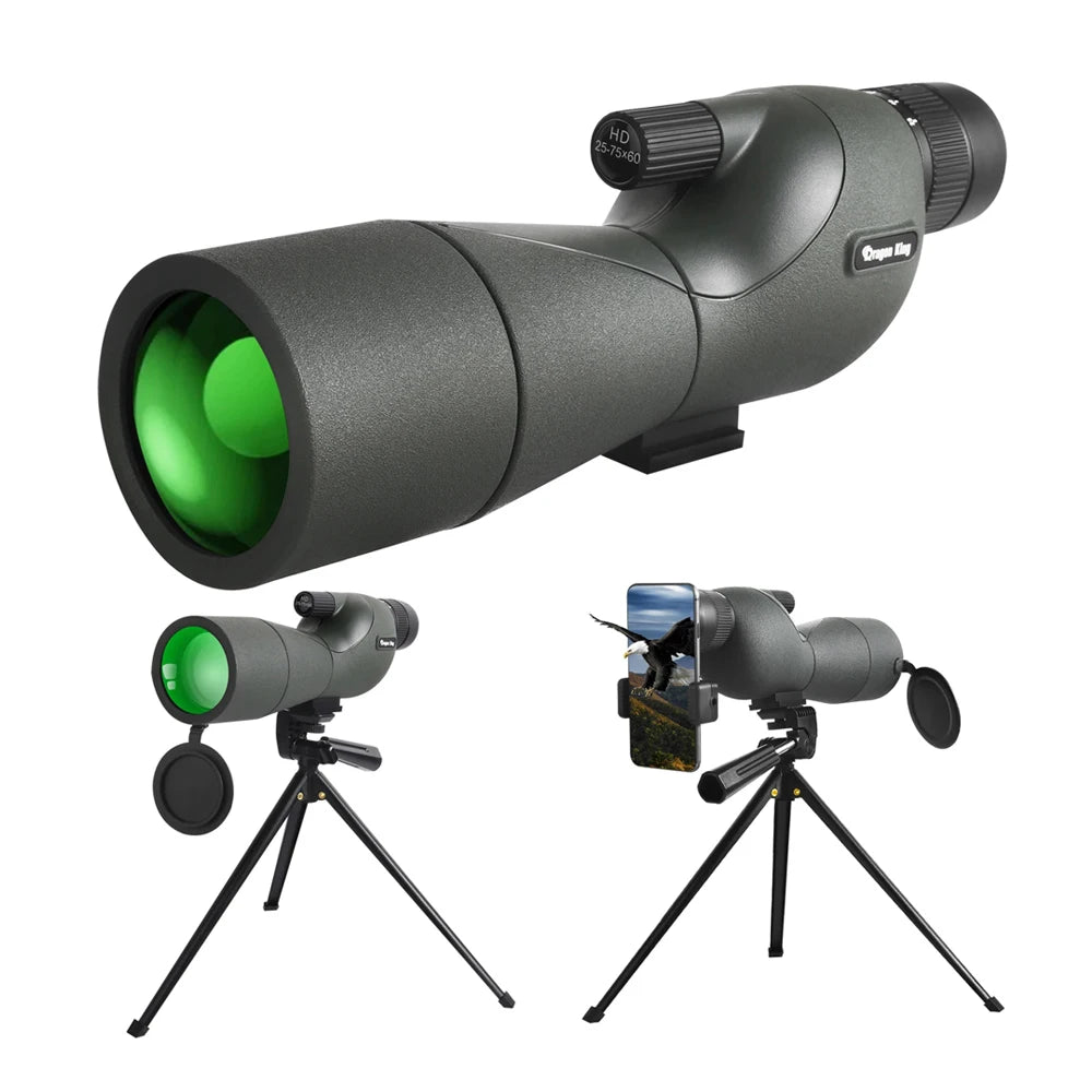 25-75x60 Binoculars Powerful Zoom Monoculars Waterproof With Tripod Birdwatching Outdoor Travel Camping Use